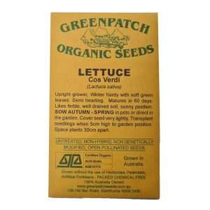 GreenPatch Organic Seeds Lettuce Cos Verdi