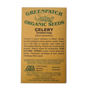 Celery Tendercrisp Organic Seeds by Greenpatch Seeds. Sow between Autumn and Spring