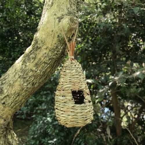 Made from natural reed grass, this roosting pocket makes a great bird house that looks natural and is a great addition in the yard. A haven for small birds year round for nesting and shelter from harsh sun, rain, wind, cold, and even snow!