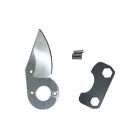 ryset-replacement-compact-blade-qualitygardensupplies-01 - Quality Garden Supplies Replacement blade and mounting hardware: a curved metal blade, a matching dark mounting plate with two hex holes, and three small screws. - Quality Garden Supplies